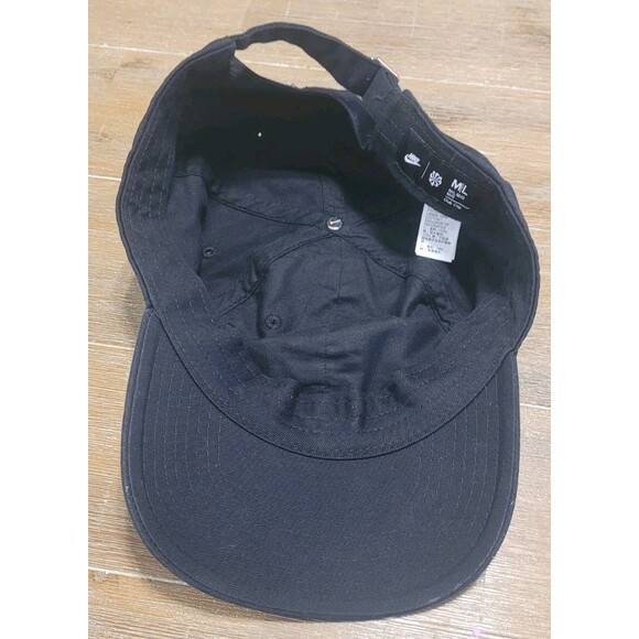 Nike Heart Laces Club Cap M/L Black Adjustable Hat White Swoosh W Red Heart Rare - Picture 3 of 4